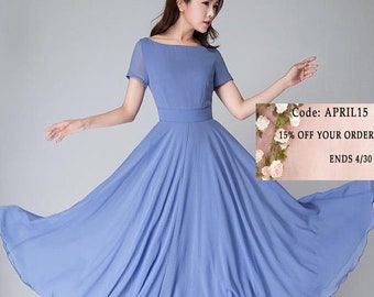 maxi dress, wedding dress, blue dress, summer dress, women dresses, party dress, custom dress, handmade dress, short sleeve dress1523