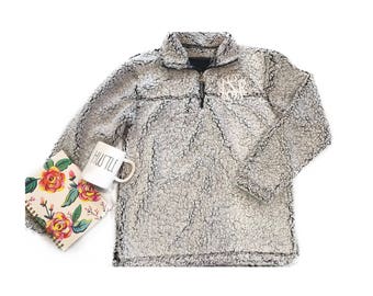 Monogrammed Sherpa Quarter Zip Sweatshirt