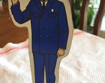 Vintage Guidecraft Community Helpers; Wooden; Policeman, 5" Tall