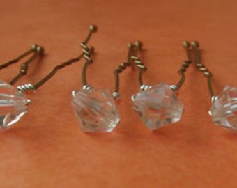 Clear Crystal Bridal Hair Pins, Wedding Hair Pins, Crystal Hair Pins, Crystal Bobby Pins, Swarovski Hair Pins, Veil Hair Pins - Set of 6 6mm