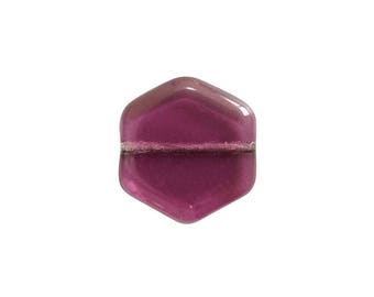 10 pearls Vintage glass Hexagon 16 x 15mm - Amethyst