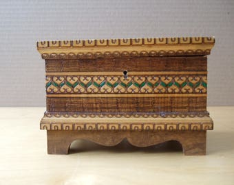 Vintage 1970's Wooden Box for Jewelry, Keepsakes, Etc
