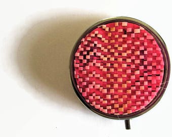 Pill Box, Pill Case, Trinket Box, Rosy Shades with BargelloTexture