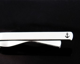 Anchor Tie Clip, Engraved Tie Bar, Personalized Tie Clip, Custom Gift, Father's Day, Man Gift, Custom Tie Clip, Groomsman Gift, Wedding