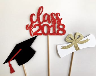 Graduation Centerpiece, Graduation Centerpiece Sticks, Graduation Party Decorations, Graduation Decor, Class of 2018, Graduation Party Decor