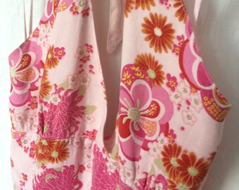 Vintage floral linen dress halter size medium boho
