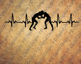 Wrestling EKG Svg Png Dxf Eps Fcm Ai Cut file for Silhouette, Cricut, Scan n Cut Wrestler svg EKG Wrestling Heatbeat