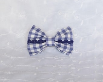Purple gingham and purple lace bow hair clip