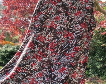 Vintage MINI DRESS, Sheer Rayon gauze, Ditzy Floral Print, 90s Grunge Kinder, Red flowers on Black, Retro Gypsy Boho Hippie Festival, xS