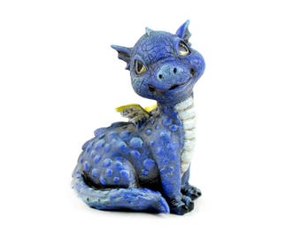 Baby blue Dragon - 2.5" x 2" x 1.5" - Resin - Miniature Fairy Garden Dollhouse
