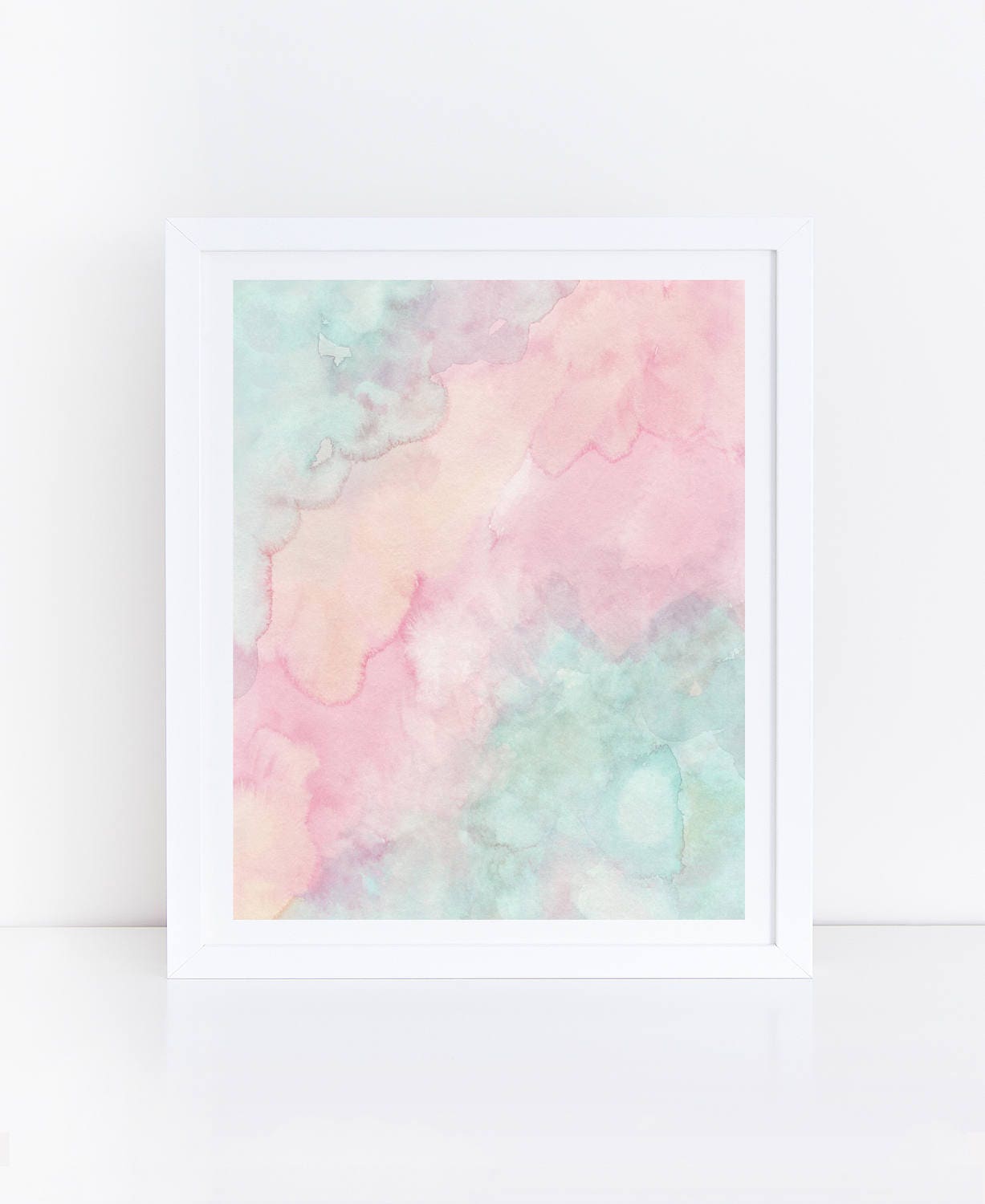 Pastel Watercolor Print Pastel Prints Mint Green And Pink