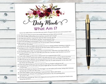 Naughty Bachelorette Game, Unique Shower Game, Hens Party Game, Dirty Minds What Am I, Naughty Bridal Game, Funny Bridal Games, Wedding Game