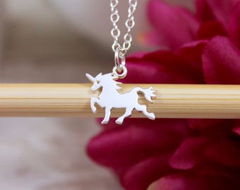 Unicorn Necklace - Sterling Silver Tiny Unicorn Charm Necklace - Magical Unicorn Jewelry