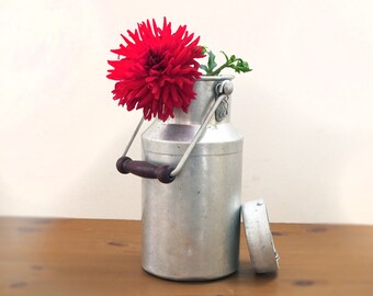 Circa 1920 , French vintage milk jug, completed (cover-top and wooden handle), Milk Pail , Milk Churn