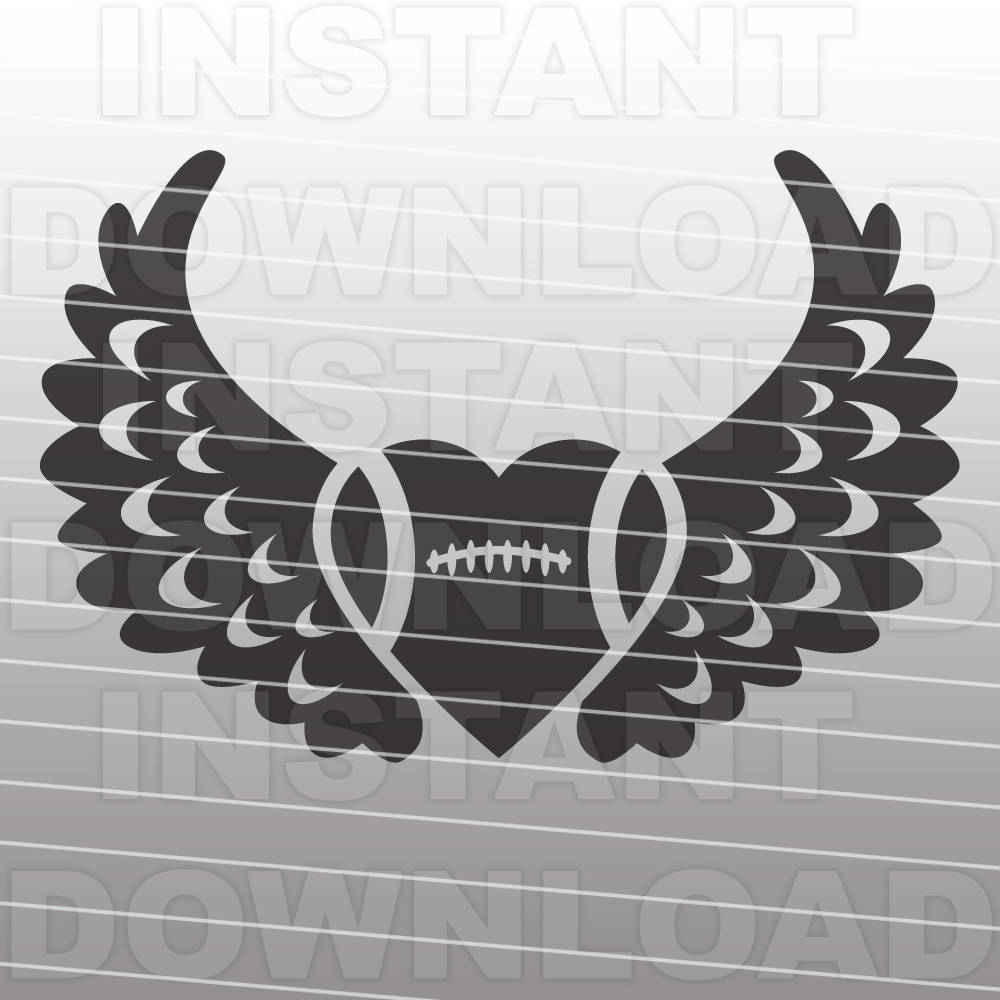 Download Football Heart with Wings SVG File Cutting Template-Clip Art