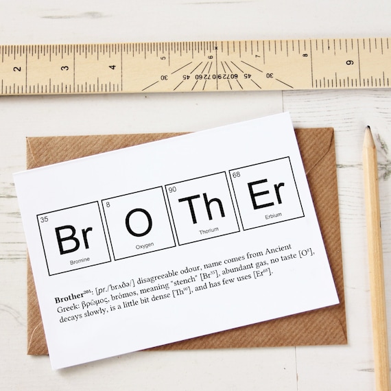 FUNNY BROTHER ELEMENTS Cards. Funny Sibling Joke Greeting