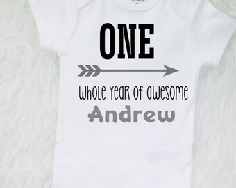 1st Birthday Outfit Boy First Birthday One Whole Year Of Awesome shirt - ANY NAME