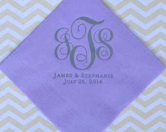 Personalized Monogrammed Wedding Napkins, Custom Napkins, Gold Foil Napkins, Rehearsal Dinner Napkins, Wedding Napkins, Beverage Napkins