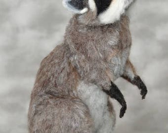 Life Size Baby Startled Raccoon OOAK Needle felted by Bear Artist Stevi T.