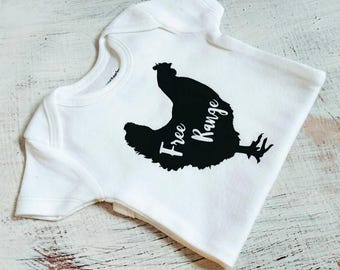 Free Range Chicken Baby Bodysuit - Chicken Baby Shower Gift - Baby Chicken Shirt - Chicken Bodysuit
