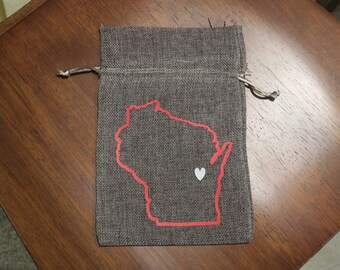 Wisconsin Muslin Drawstring Bag