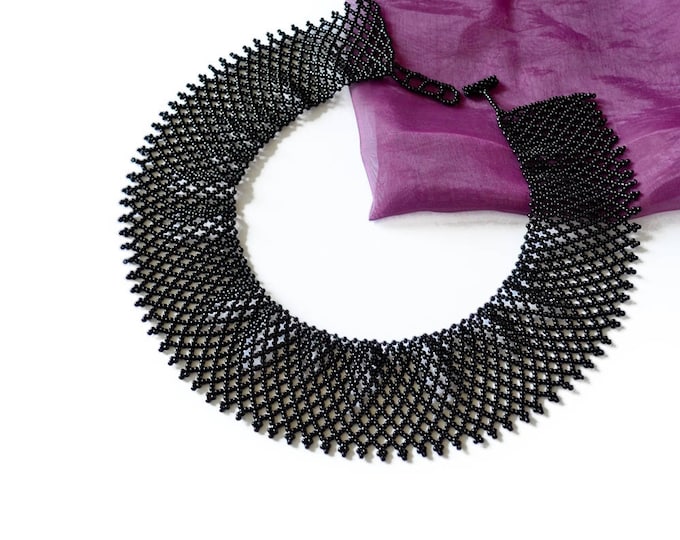 Ruth Bader Ginsburg, netted collar, lace collar, beaded collar, collar necklace, choker netted necklace, victorian necklace, beaded necklace