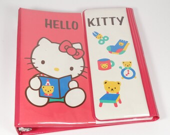 1989 Hello Kitty Sanrio Binder, Velcro Binder Folder With Pencil Case Vintage Japanese Kawaii School Supplies