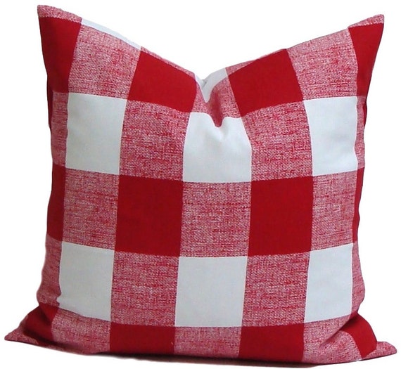 RED GINGHAM PILLOW Red Pillow Covers.Red Plaid.Red Throw