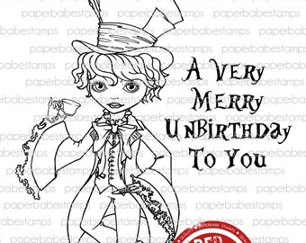 Dillon Hatter - Paperbabe Stamps - Red Rubber Cling Mounted Stamps - Alice in Wonderland Rubber Stamp for paper crafting and scrapbooking.