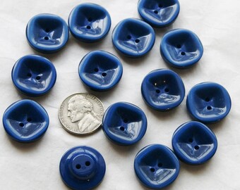 14 Blue Buttons, Deep Face Matching Buttons, Crafting, Jewelry ( AD 86)