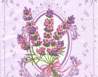 4 Decoupage Napkins, Paper Napkin for Decoupage, Lavender, Craft Napkin, Lavender Napkin, Decoupage Napkin, Decoupage Paper