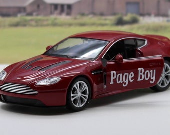 Wedding Day Personalised Name Page Boy Usher Best Man Ring Bearer Name Gift Boys Toy Burgundy Aston Martin Wedding Car Model Boxed Present