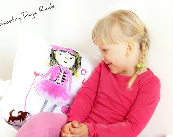 Girls Name Pillow, Personalized Pillow Case with Name, Girl Nursery Decor, Baby Girl Pillow, Handpainted Pillow, Girl Cushion Cover