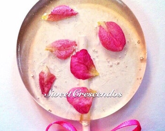 Rose Tea Lollipops- Hard Candy Lollipops- Birthday Lollipops- Bridal Shower Favors- Wedding Lollipops- Hard Candy