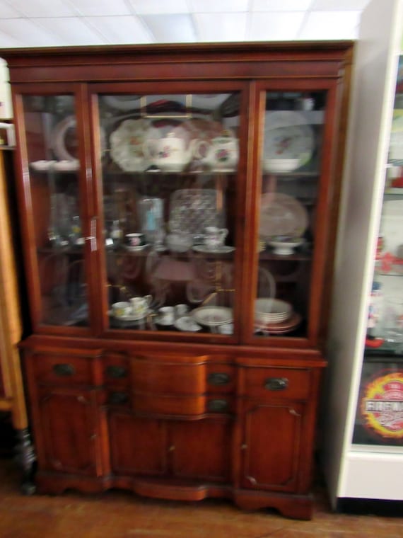 Mahogany China Cabinet rounded glass front Barker Brothers