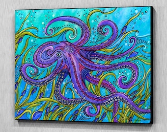 Octopus Wood Wall Art, Ready to Hang, Wood Art