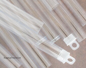 5" x 9/16" Bead Storage Tube - 10 pieces - Hang Tag Plastic Storage Tube - 5 Inch Plastic Tube with Hanger