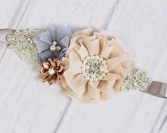 Maternity Sash, Rustic Flower Girl Sash, Burlap Sash, Bridal Belt / Bridal Sash, Bridesmaid Sashes, Ivory Sash / Flower Girl Sash,