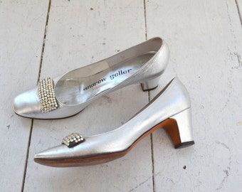 1960s Andrew Geller Silver Heels, Size 7AA