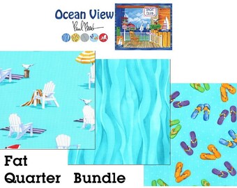 Ocean View Fat Quarter BUNDLE - Moda Quilting Fabric FQs // Beach Fabric