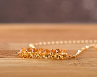 Natural Citrine Bracelet, Golden Citrine Chain Bracelet, November Birthstone Bracelet Delicate Bracelet 14k Rose Gold Filled Sterling Silver