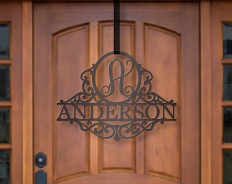 Classy Metal Name | Metal Monogram | Framed Family Initial | Letter Door Sign Hanger