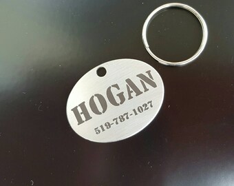 Pet ID Tag, Dog tag Stainless Steel Laser Engraved Oval