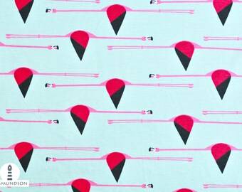 Fabric Bio Birch interlock Jersey Flamingos