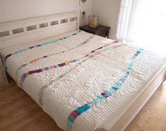 queen size quilt, art quilt, modern quilt, homemade quilt, patchwork, patchwork quilt, handmade quilt, quilted bedding,