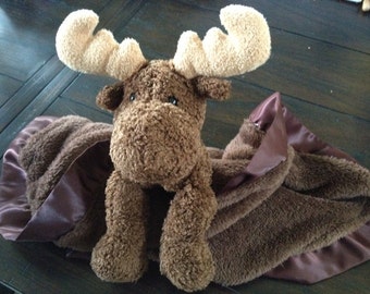 Security Blanket, Lovie, Max the Moose with Satin Binding, Ultra Soft