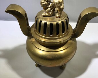 Vintage Brass Foo Dog / Foo Lion Incense Burner