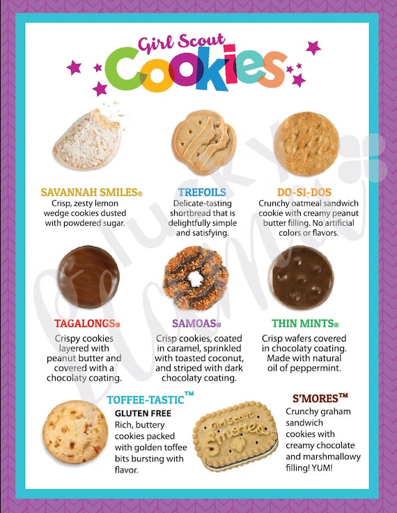 Girl Scout Cookie Menu 8.5 x 11 printable