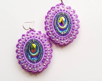 Purple Beaded Earrings