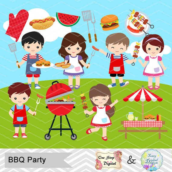 Instant download BBQ Clipart Boys Barbecue Clip Art Girls